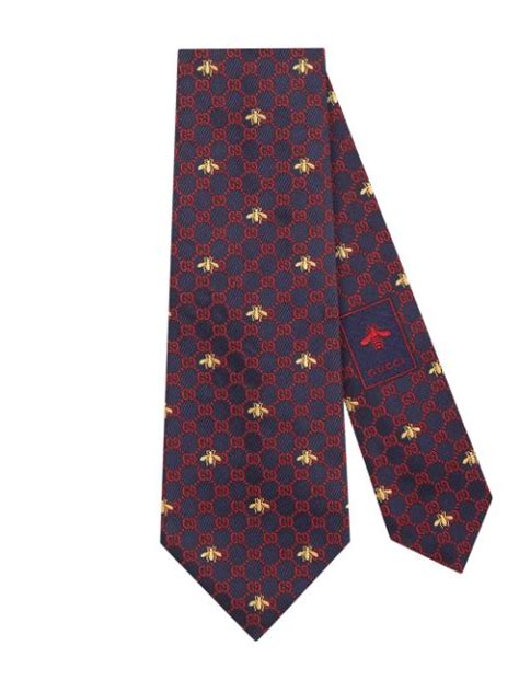 Gucci Corbata De Seda Con GG y Abejas .